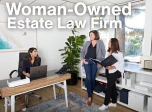 california estate attorney, brittany britton, talking with the estate lawyers at her woman-owned estate law firm.